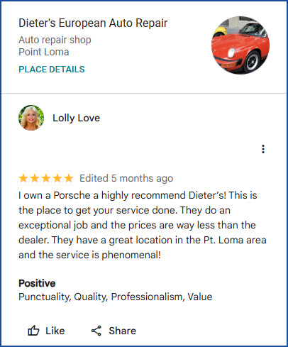 Dieter's Porsche & BMW Service Porsche Review