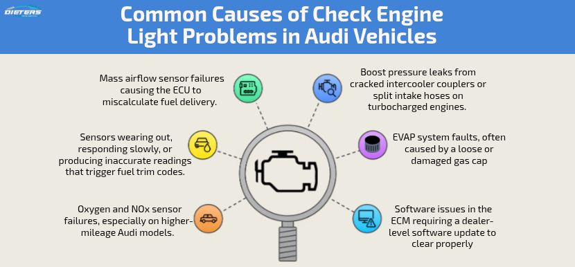 Common Causes of Check Engine Light Problems in Audi Vehicles